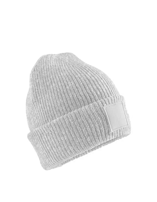 Kids Deep Cuffed Tonal Patch Beanie - Cloud Grey
