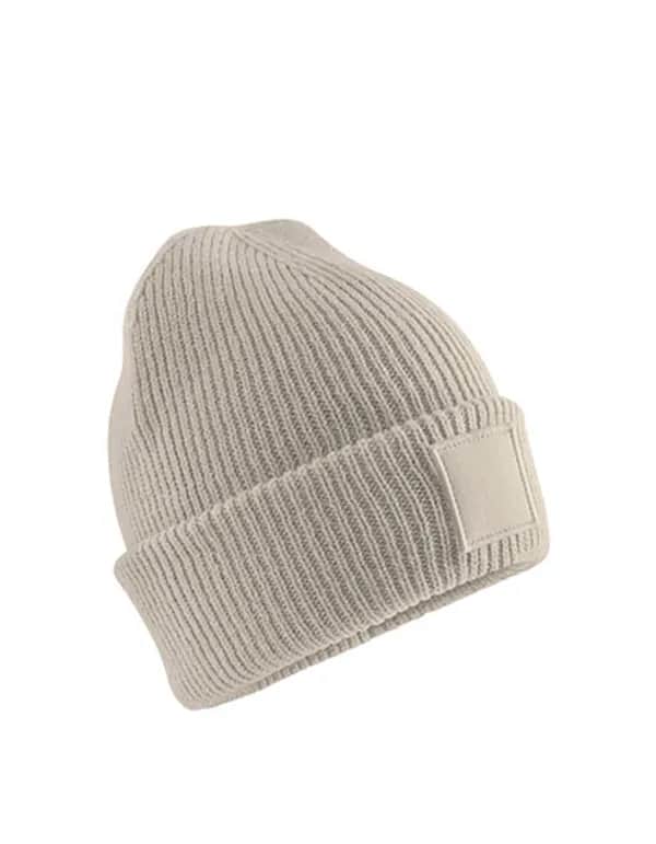 Kids Deep Cuffed Tonal Patch Beanie - Natural Stone