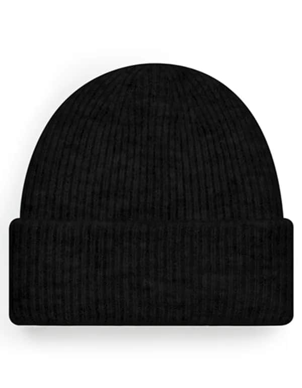 Cosy Ribbed Beanie - Black Marl