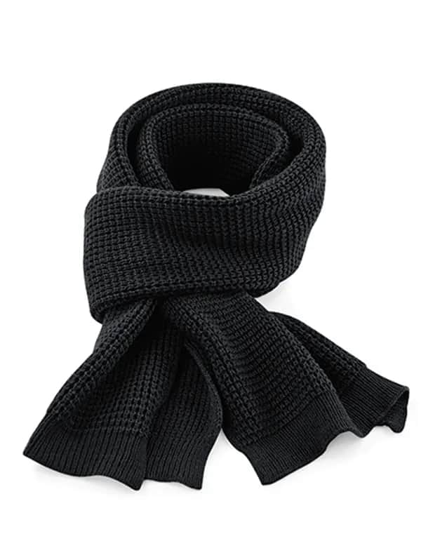 Classic Waffle Knit Scarf - Black