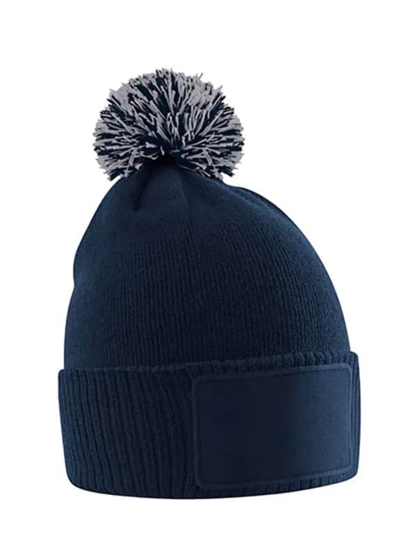 Kids Snowstar Patch Beanie - French Navy/Light Grey