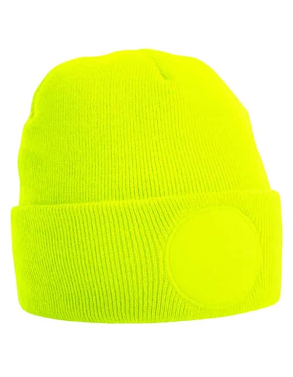 Circular Patch Beanie - Fluorescent Yellow