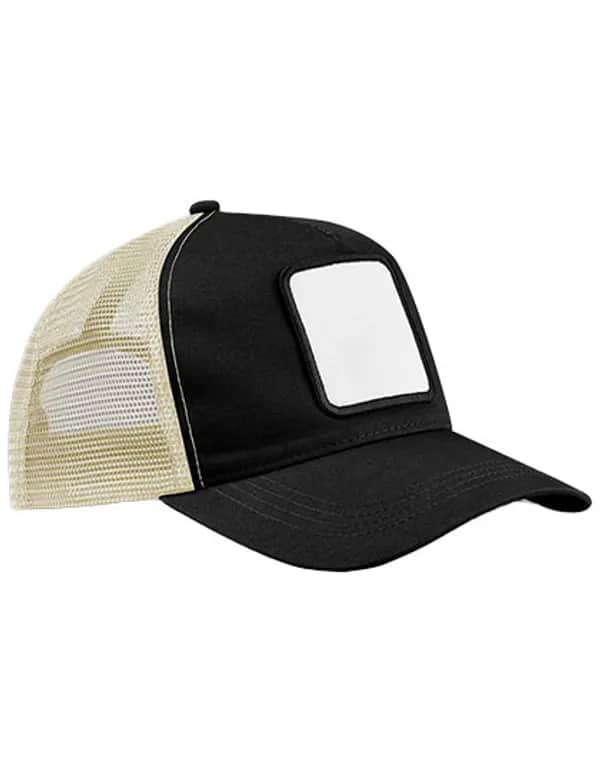 Appliqué Patch 5 Panel Trucker - Black/Stone