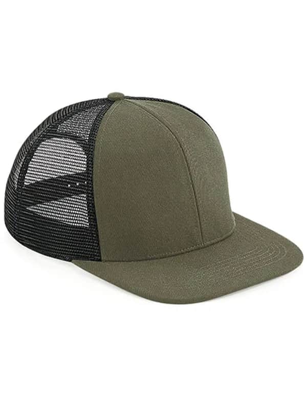 Original Flat Peak 6 Panel Trucker Cap - Olive Green/Black