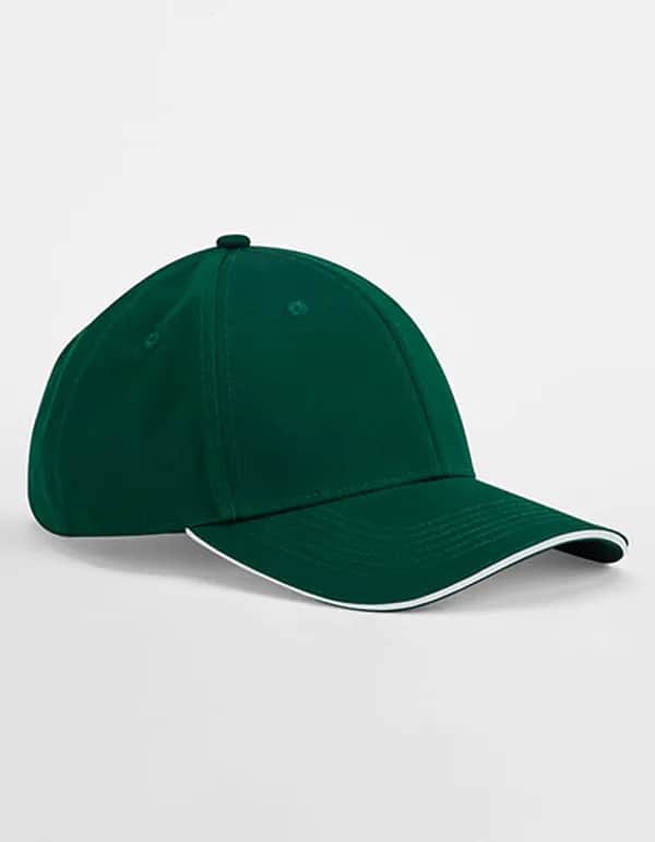 EarthAware® Classic Organic Cotton 6 Panel Cap - Sandwich Peak - Bottle Green/White