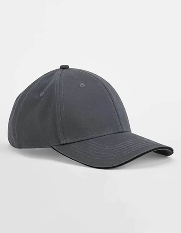 EarthAware® Classic Organic Cotton 6 Panel Cap - Sandwich Peak - Graphite Grey/Black