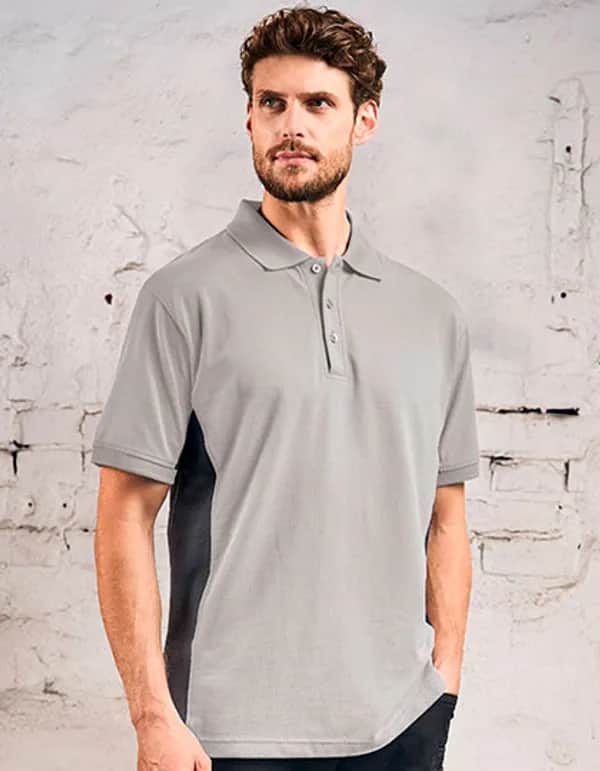 Unisex Contrast Polo - New Light Grey (Solid)/Charcoal (Solid)