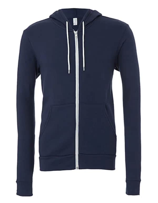 Unisex Poly-Cotton Fleece Full-Zip Hoodie - Navy