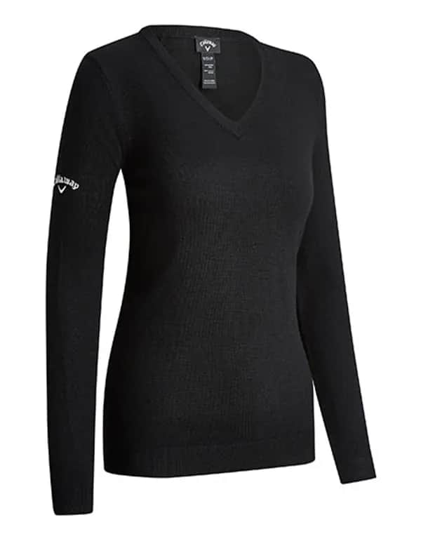 Ladies V-Neck Merino Sweater - Black Onyx