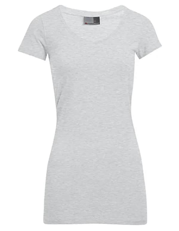 Women´s Slim Fit V-Neck-T Long - Sports Grey (Heather)