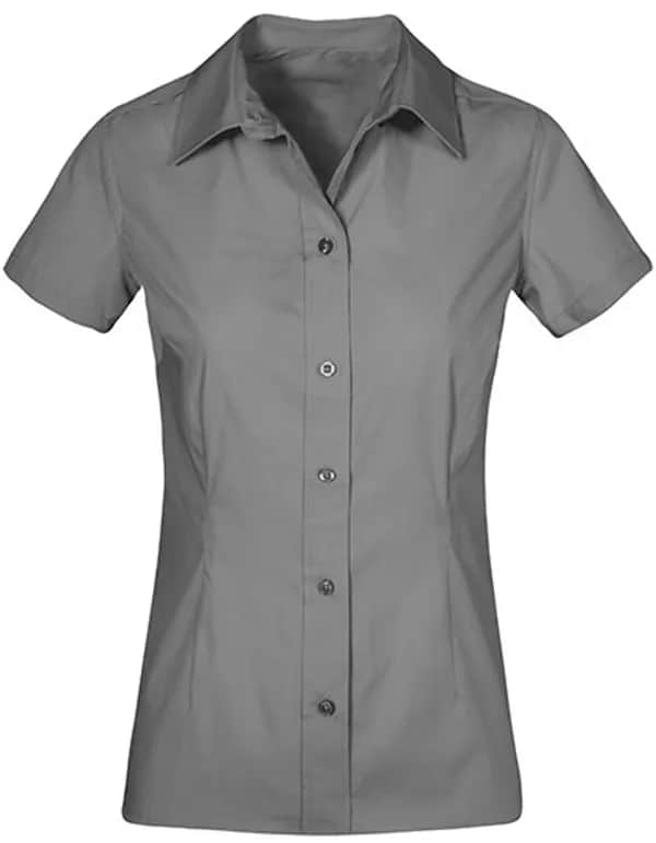 Women´s Poplin Shirt Short Sleeve - Steel Grey (Solid)