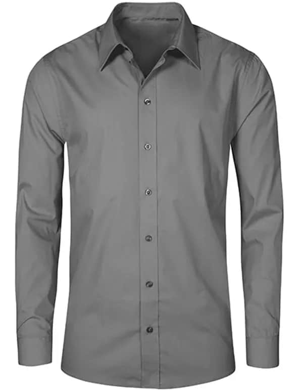 Men´s Poplin Shirt Long Sleeve - Steel Grey (Solid)