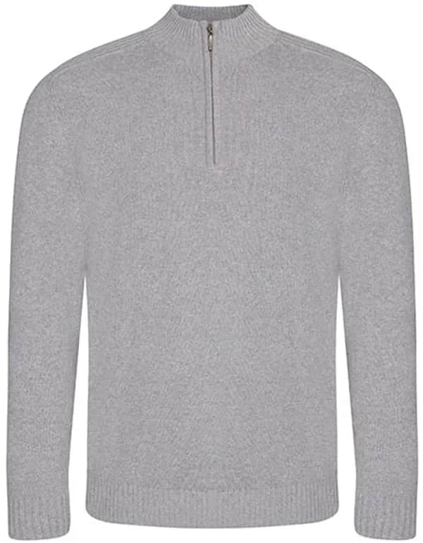 Wakhan 1/4 Zip Sustainable Sweater - Heather Grey