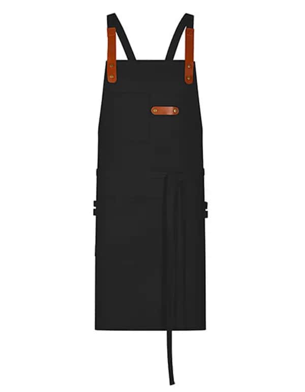 Latzschürze Canvas mit Zier-Label - Black