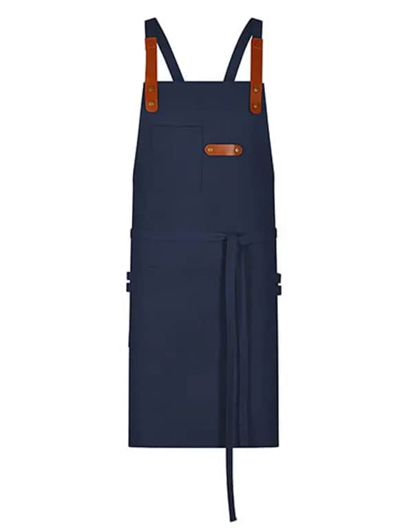 Latzschürze Canvas mit Zier-Label - Navy