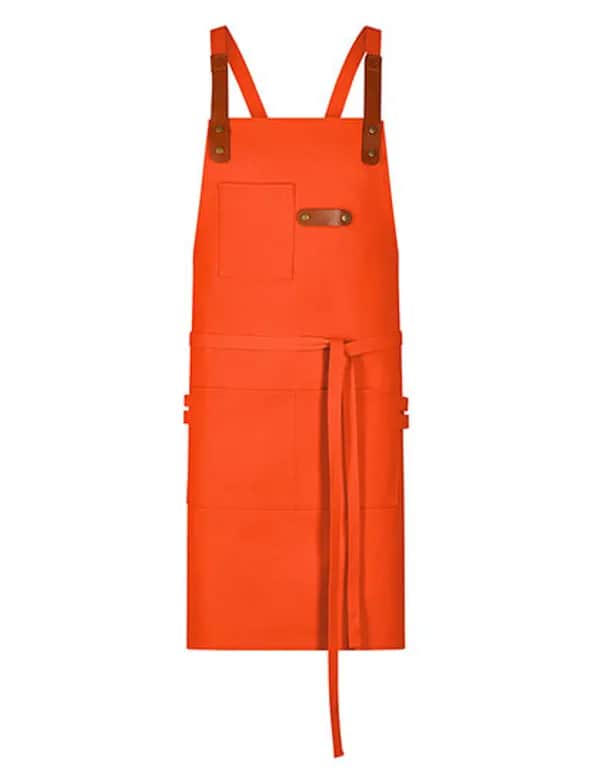 Latzschürze Canvas mit Zier-Label - Orange