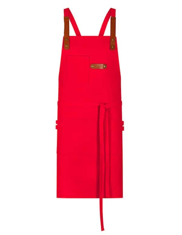 Latzschürze Canvas mit Zier-Label - Red