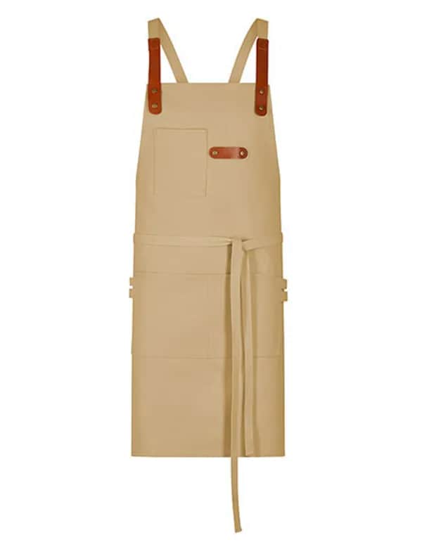 Latzschürze Canvas mit Zier-Label - Sand