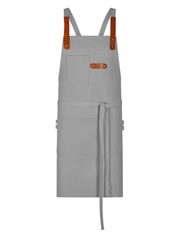 Latzschürze Canvas mit Zier-Label - Silver Grey
