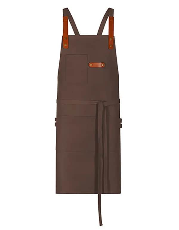 Latzschürze Canvas mit Zier-Label - Toffee