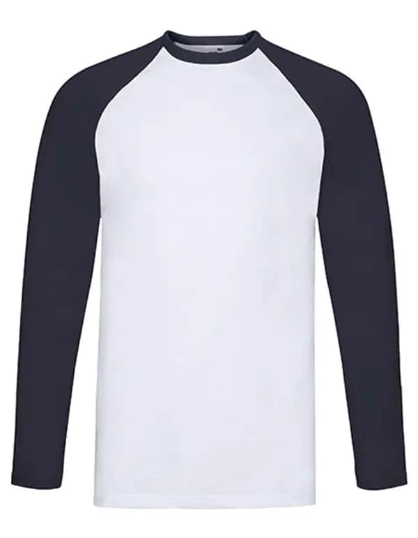 Long Sleeve Baseball T - White/Deep Navy
