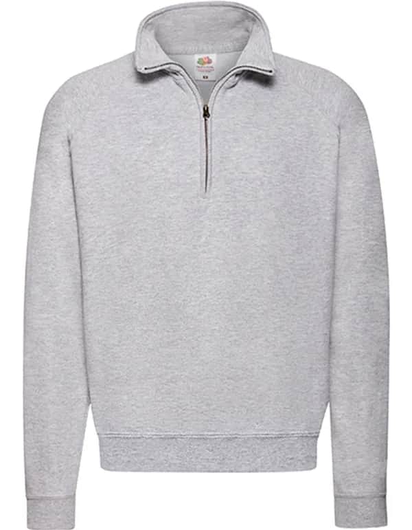 Classic Zip Neck Sweat - Heather Grey