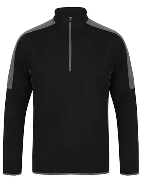 Adults 1/4 Zip Midlayer With Contrast Panelling - Black/Gunmetal Grey