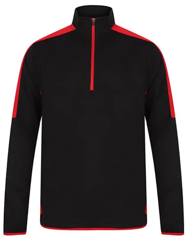 Adults 1/4 Zip Midlayer With Contrast Panelling - Black/Red