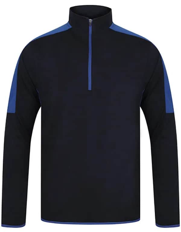 Adults 1/4 Zip Midlayer With Contrast Panelling - Navy/Royal