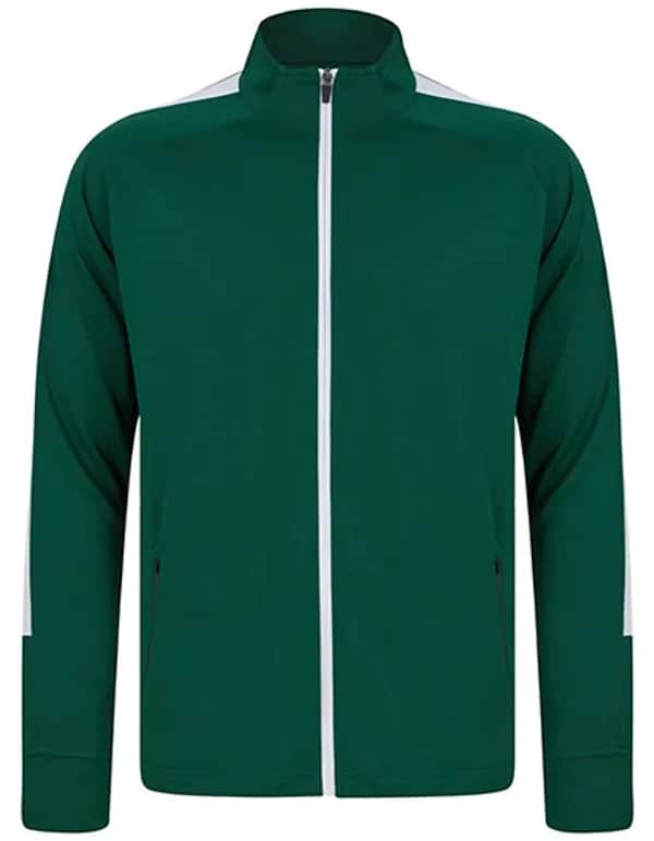 Adults Knitted Tracksuit Top - Bottle Green/White