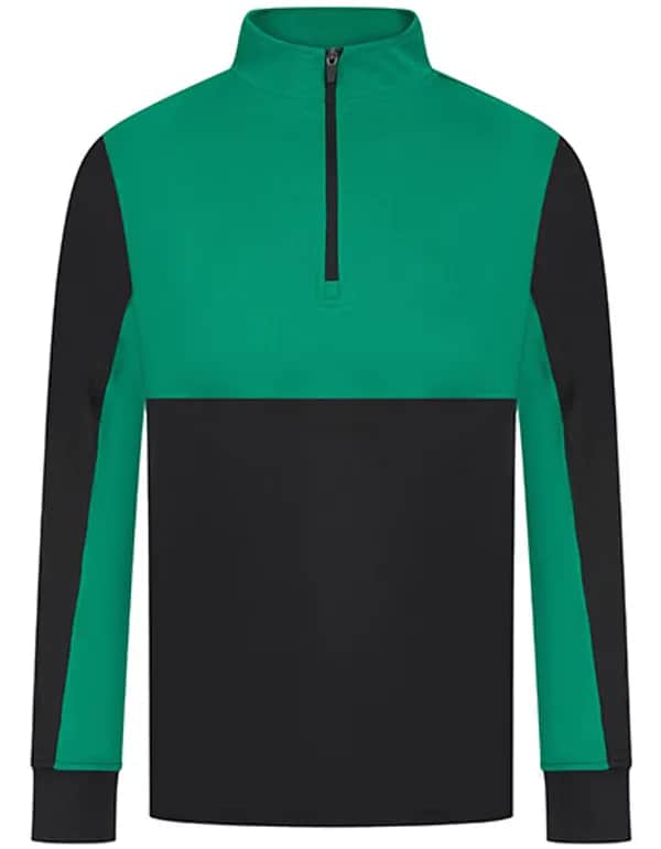 Adults 1/4 Zip Tracksuit Top - Black/Emerald
