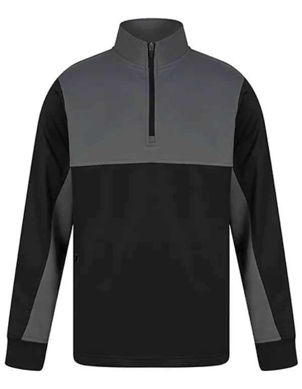 Adults 1/4 Zip Tracksuit Top - Black/Gunmetal Grey