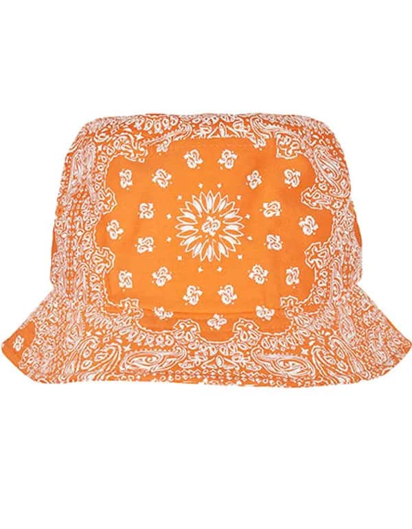 Bandana Print Bucket Hat - Orange/White