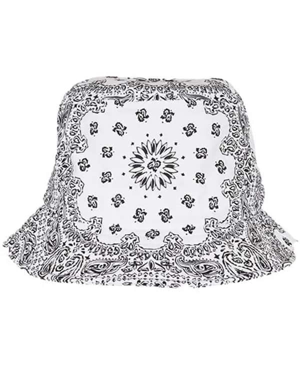 Bandana Print Bucket Hat - White/Black