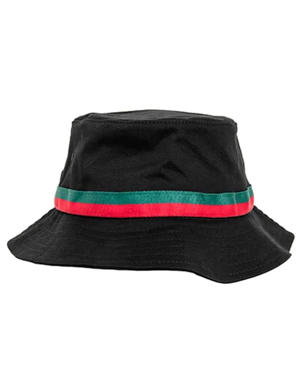 Stripe Bucket Hat - Black/Fire Red/Green