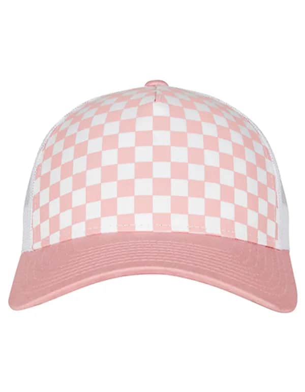 Checkerboard Retro Trucker - Lightrose/White