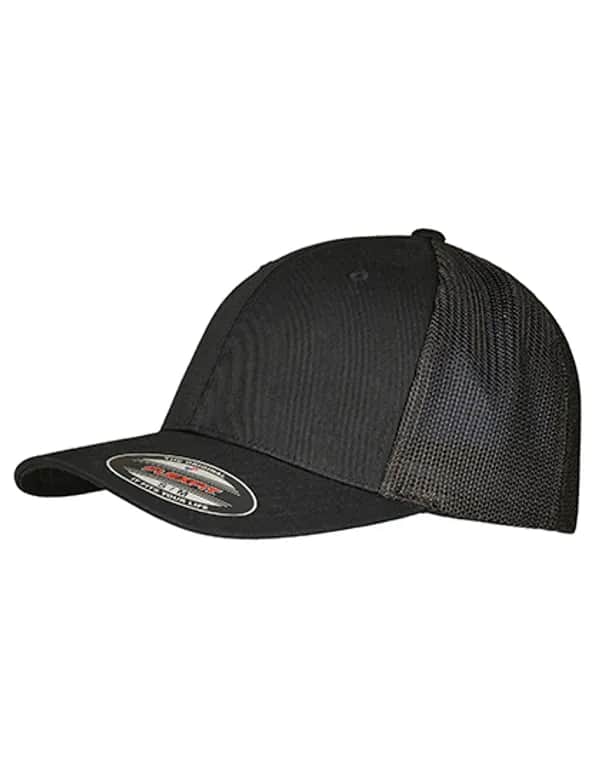 Flexfit Trucker Recycled Mesh Cap - Black/Black