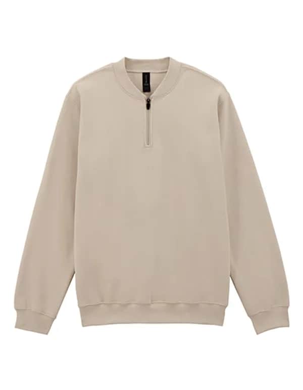 Softstyle® Midweight Adult Fleece 1/4 Zip Sweatshirt - Sand