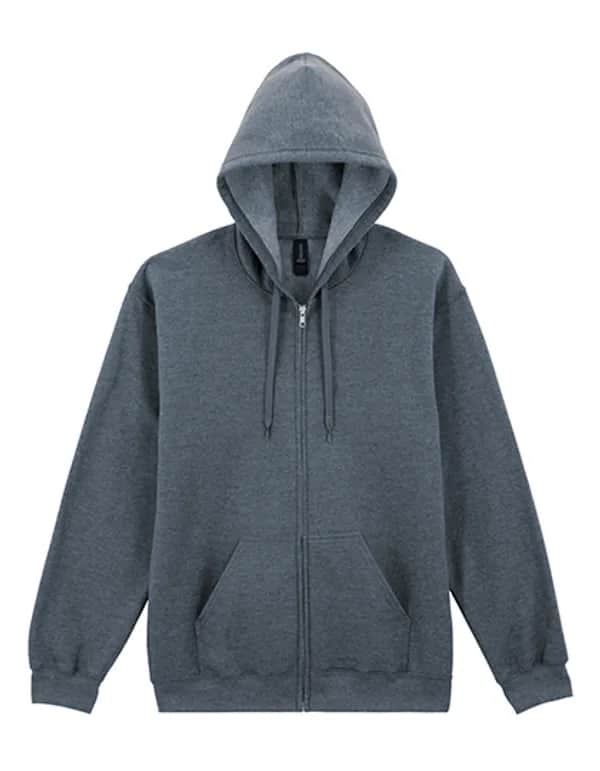 Softstyle® Midweight Fleece Adult Full Zip Hooded Sweatshirt - Dark Heather