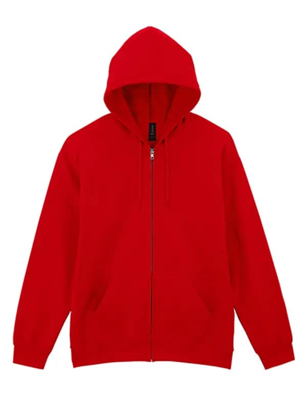 Softstyle® Midweight Fleece Adult Full Zip Hooded Sweatshirt - Red