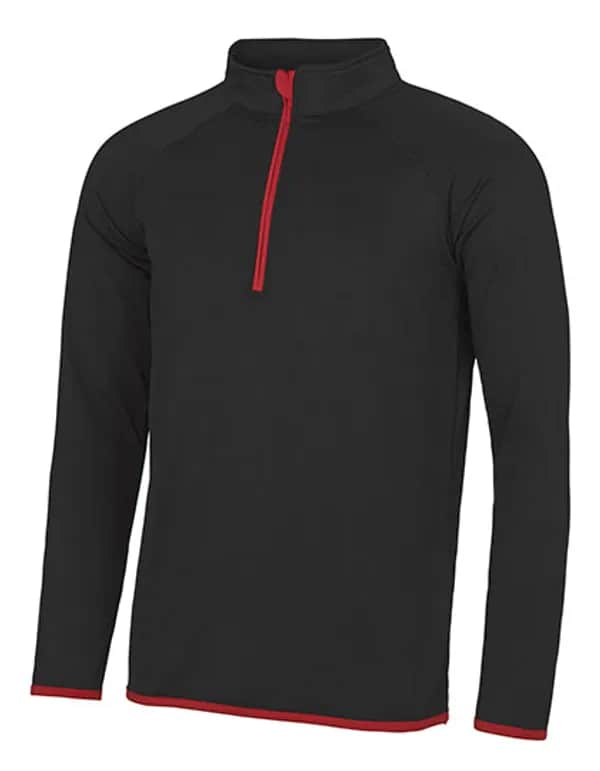 Men´s Cool 1/2 Zip Sweat - Jet Black/Fire Red