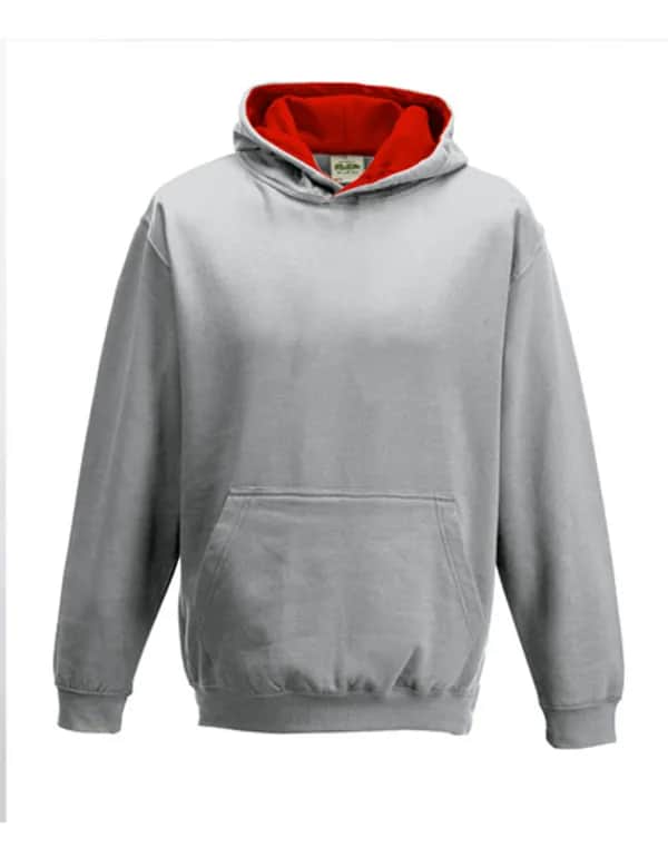 Kids´ Varsity Hoodie - Heather Grey/Fire Red