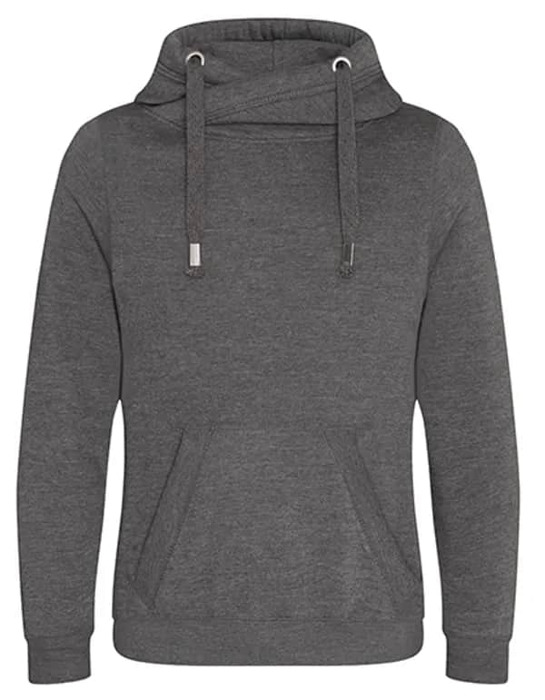 Cross Neck Hoodie - Charcoal (Heather)
