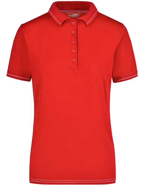 Ladies´ Elastic Polo - Red/White