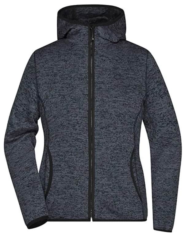 Ladies´ Knitted Fleece Hoody - Dark Melange/Black
