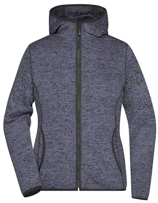 Ladies´ Knitted Fleece Hoody - Denim Melange/Black