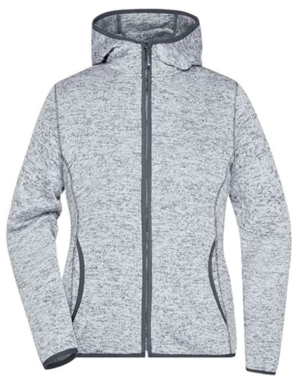 Ladies´ Knitted Fleece Hoody - Light Melange/Carbon