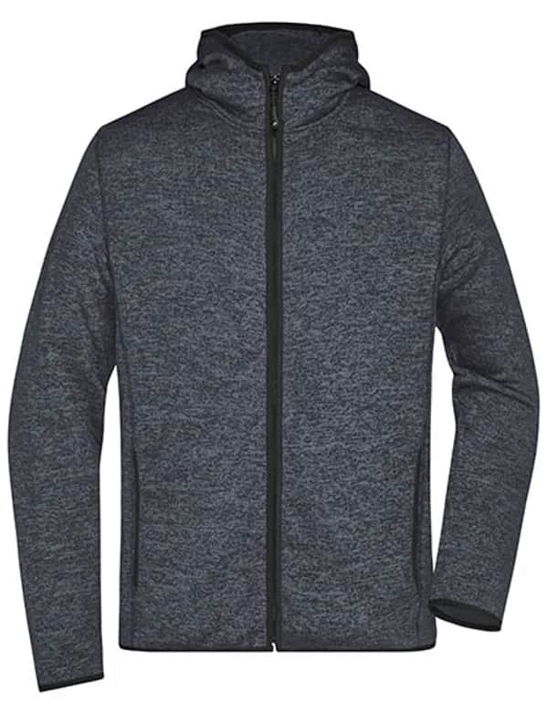 Men´s Knitted Fleece Hoody - Dark Melange/Black