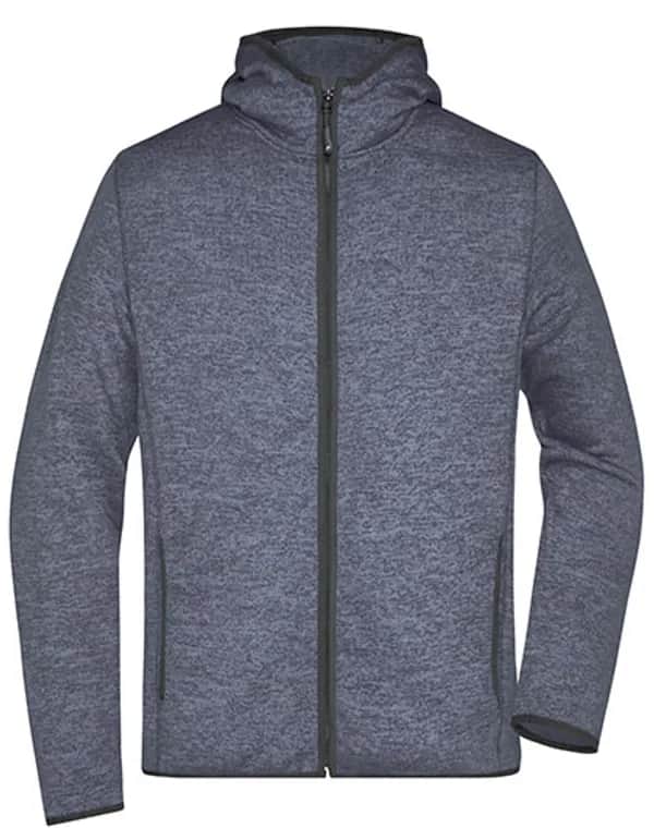 Men´s Knitted Fleece Hoody - Denim Melange/Black