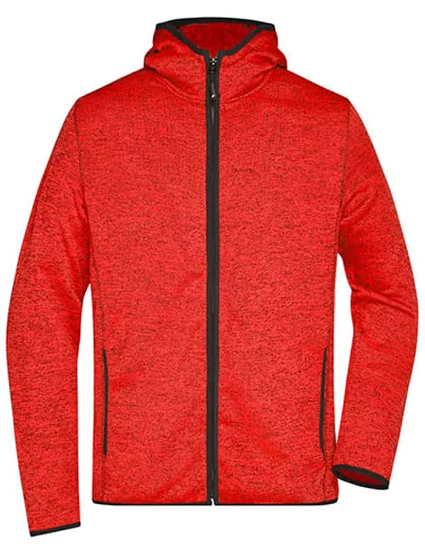 Men´s Knitted Fleece Hoody - Red Melange/Black